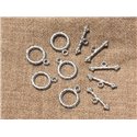 50pc - Fermoirs T Toggle Métal Argenté Qualité Rond 16x13mm   4558550004840 