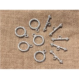 50pc - T Toogle Silver Plated Metal Clasps Round 16x13mm 4558550004840 