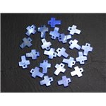 10pc - Perles Breloques Pendentifs Nacre Croix 12mm Bleu   4558550004949