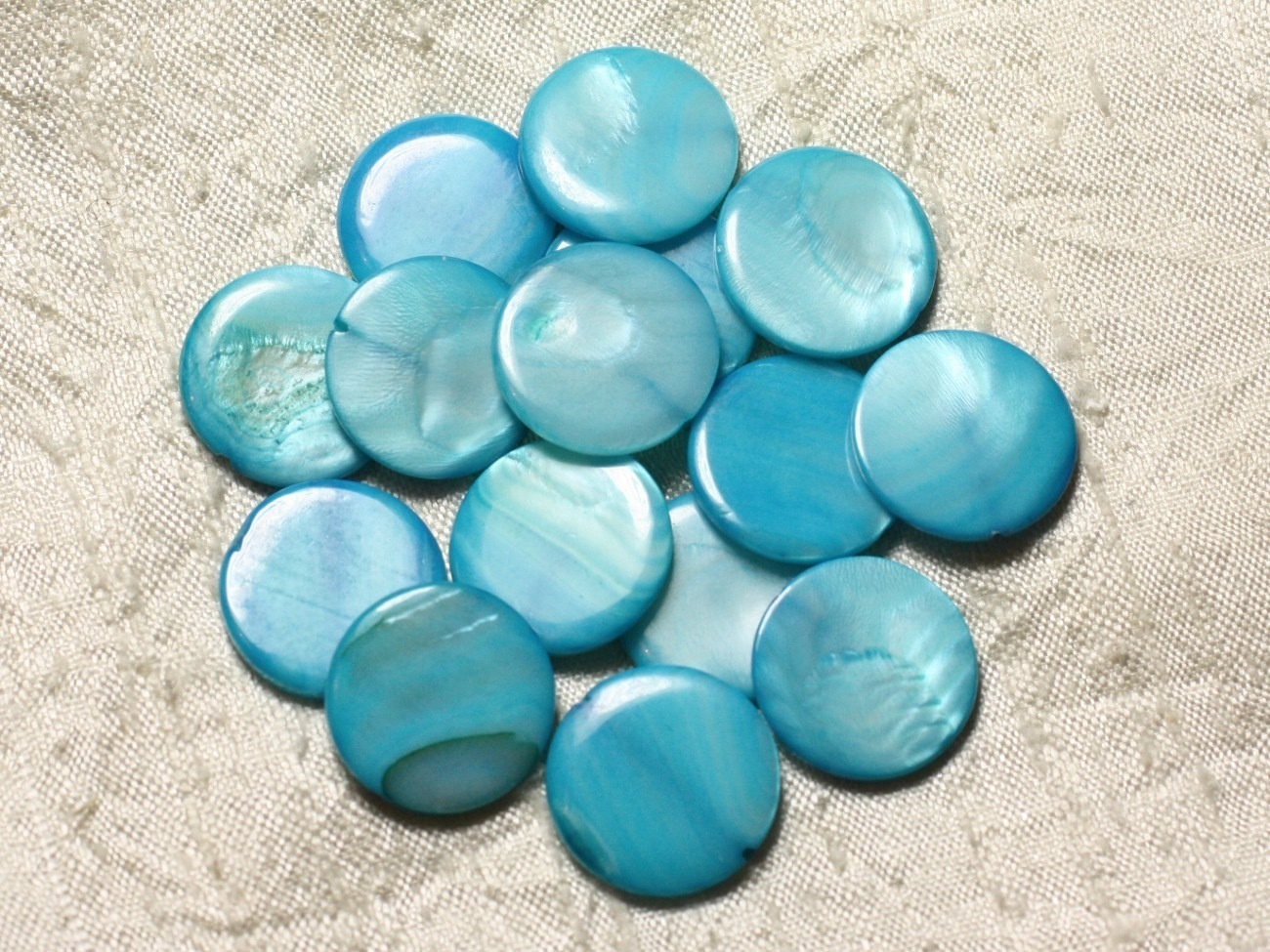 10pc - Perles Nacre Palets 20mm Bleu Turquoise   4558550004963