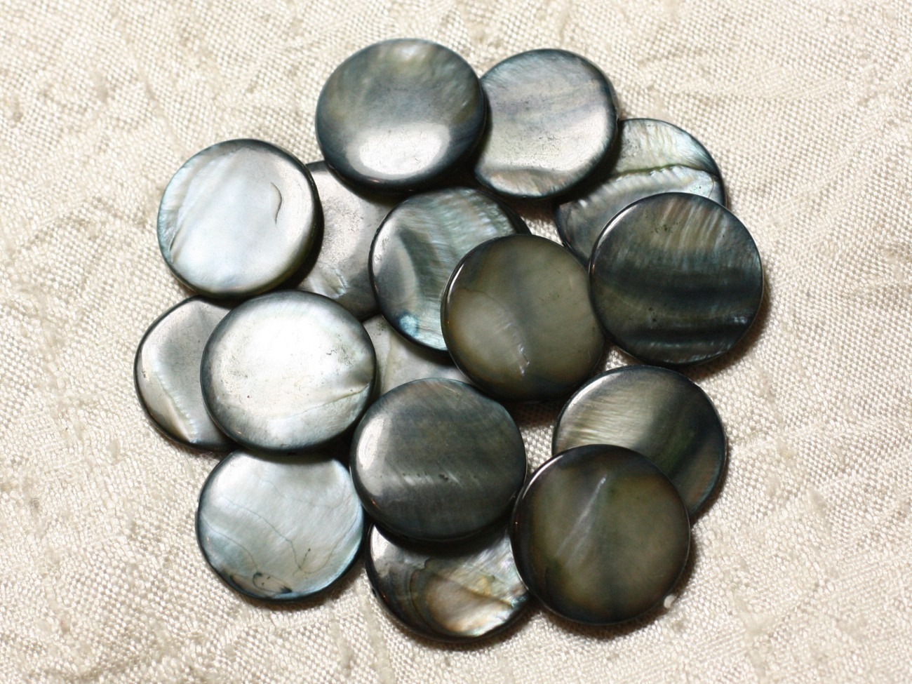 10pc - Perles Nacre Palets 20mm Gris Noir   4558550004970