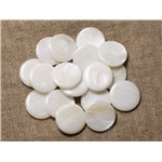 10pc - Perles Nacre Ronds Palets 20mm Blanc   4558550004987