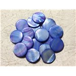 10pc - Perles Nacre Palets 20mm Bleu Rose   4558550004994