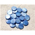 10pc - Perles Nacre Palets 15mm Bleu Roi  4558550005038