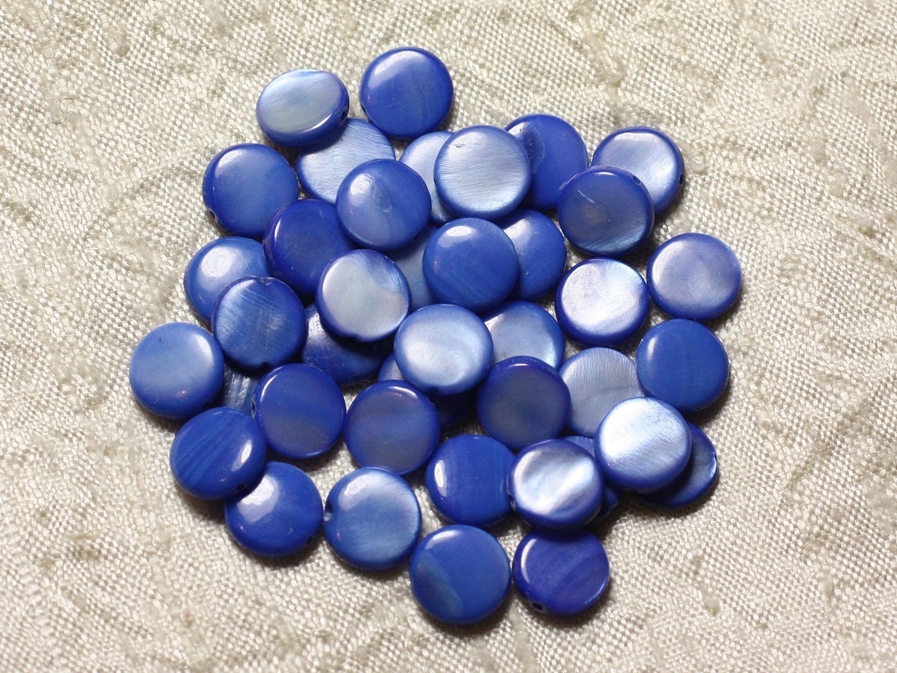20pc - Perles Nacre Palets 10mm Bleu Roi - 4558550005069 
