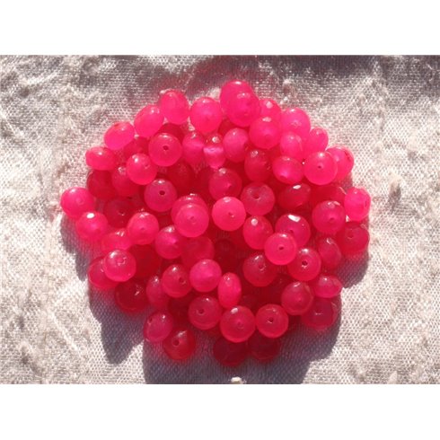 10pc - Perles de Pierre - Jade Rondelles Facettées 6x4mm Rose Fluo   4558550010988 