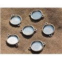 5pc - Supports Connecteurs Cabochons Métal Argenté qualité Rond 16mm   4558550005274 