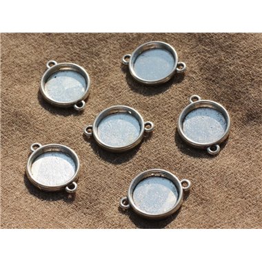 5pc - Supports Connecteurs Cabochons Métal Argenté qualité Rond 16mm   4558550005274 