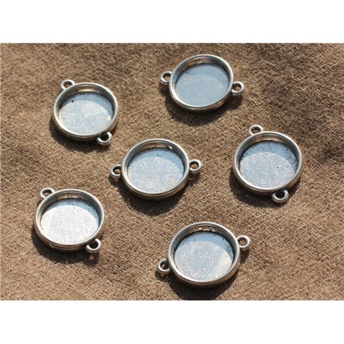 5pc - Supports Connecteurs Cabochons Métal Argenté qualité Rond 16mm   4558550005274 