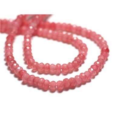 30pc - Perles de Pierre - Jade Rondelles Facettées 4x2mm rose corail pêche - 4558550005311 