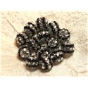 5pc - Perles Shamballas Résine 14x12mm Noir et Argenté N°2  4558550005328