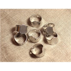 2Stk - Ring Silber Metallring Rhodium Oval 15x10mm 4558550005335