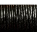 3 metres - Fil Corde Cordon Coton Ciré 3mm Noir - 4558550005397