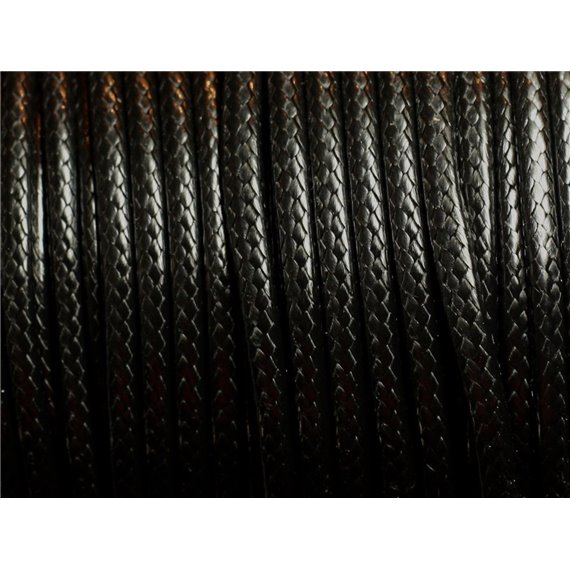 3 metres - Fil Corde Cordon Coton Ciré 3mm Noir - 4558550005397