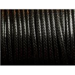 3 metres - Fil Corde Cordon Coton Ciré 3mm Noir - 4558550005397