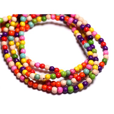 40pc - Perles Pierre Turquoise Synthese Reconstituée Boules 4mm Multicolore - 4558550005410