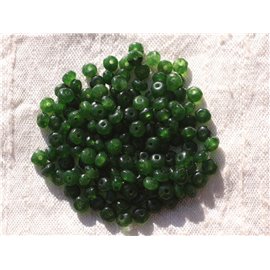 30pc - Stone Beads - Jade Faceted Rondelles 4x2mm Olive Green - 4558550005427 