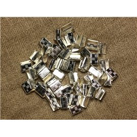 20pc - Apprets Embouts Terminateurs à rabattre griffes métal argenté sans nickel 7x5.5mm - 4558550005441