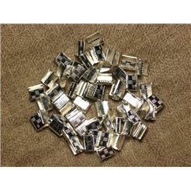 20pc - Tapas finales sin clips de metal Plateado sin níquel 7x5.5mm 4558550005441