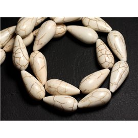4pc - Stone Beads - Turchese ricostituito sintetico Gocce 25mm Bianco crema 4558550005472 