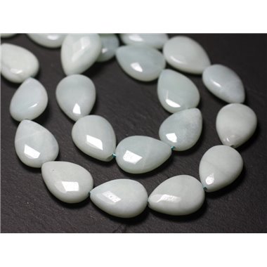 1pc - Perle de Pierre - Amazonite Goutte plate Facettée 18x13mm   4558550005557 