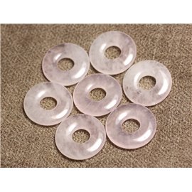 1pc - Pendente in pietra semipreziosa - Ciambella al quarzo rosa 20mm 4558550005564