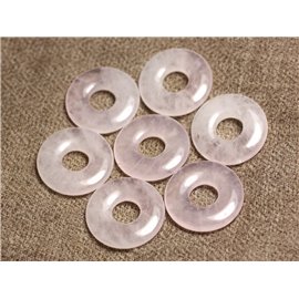 1pc - Semi Precious Stone Pendant - Rose Quartz Donut 20mm 4558550005564