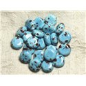 5pc - Perles Porcelaine Céramique Palets 14mm Bleu Turquoise Chocolat   4558550005625
