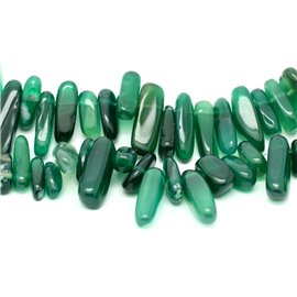 10pc - Stone Beads - Green Agate Seed Beads Chips Sticks 10-22mm - 4558550005632 