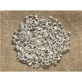 100pc - Cubierta de cuentas de crimpado 4x4mm Calidad de metal plateado 4558550005717 