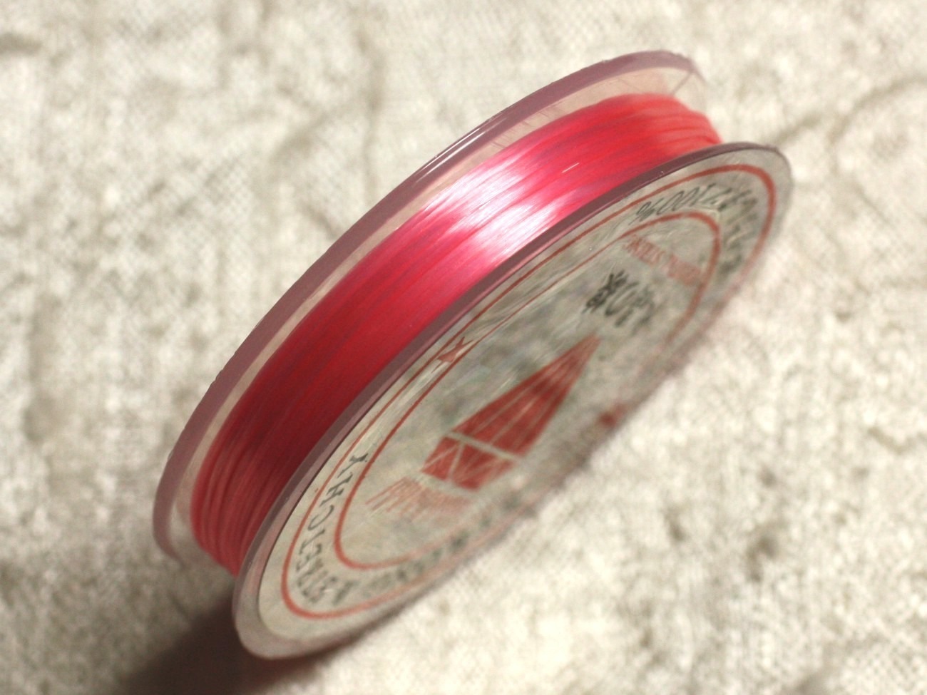 Bobine 10 metres env - Fil Elastique Fibre 0.8-1mm Rose Peche Corail - 4558550005762