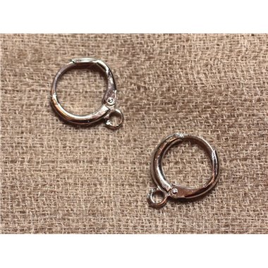 10pc - Boucles Oreilles Rhodium Dormeuses Créoles 11mm   4558550005779