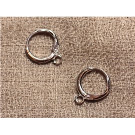 10pc - Boucles Oreilles Rhodium Dormeuses Créoles 11mm   4558550005779