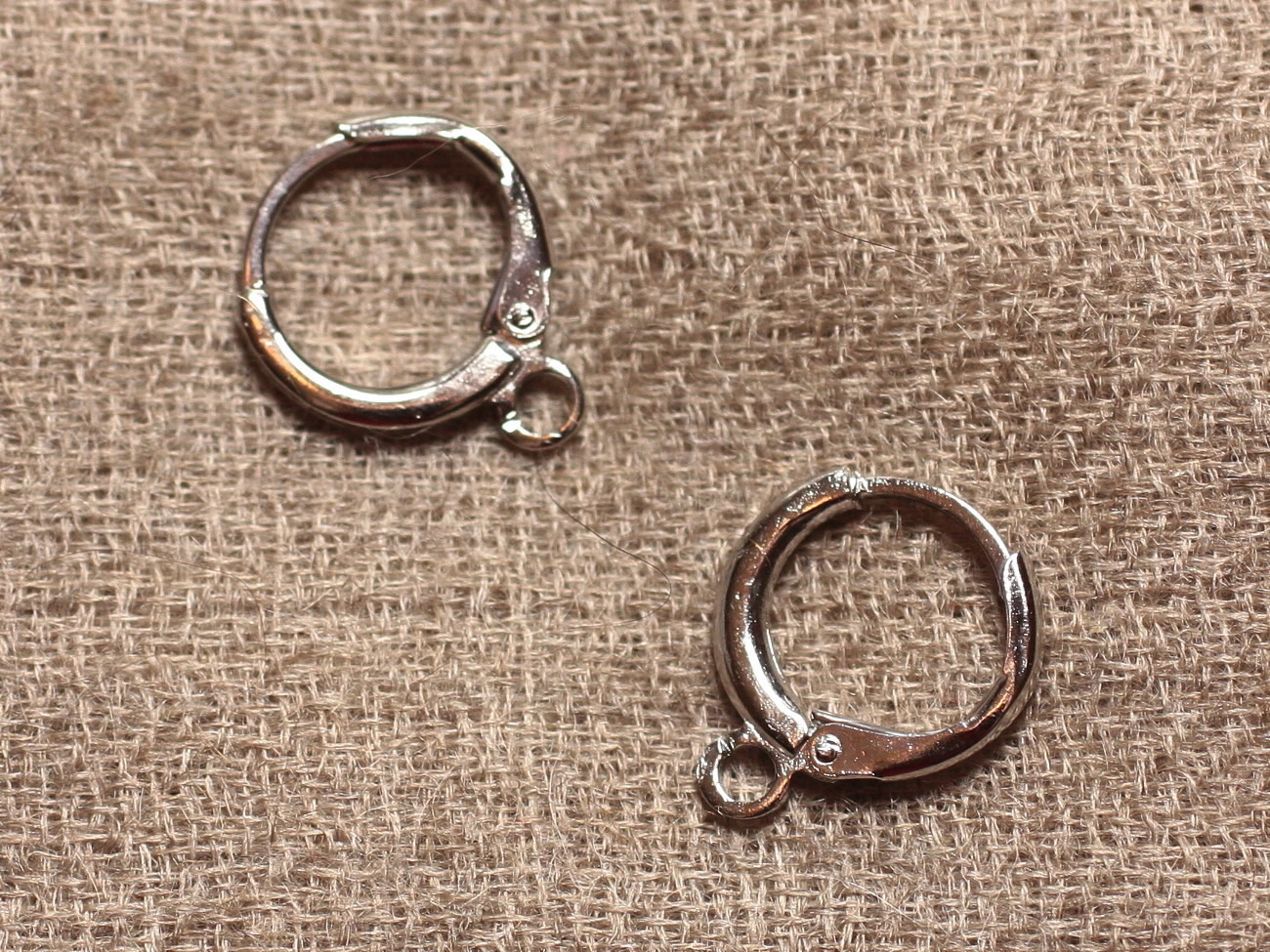 10pc - Boucles Oreilles Rhodium Dormeuses Créoles 11mm   4558550005779