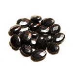 2pc - Perles de Pierre - Jade Gris Noir Ovales Facettés 14x10mm   4558550005854 