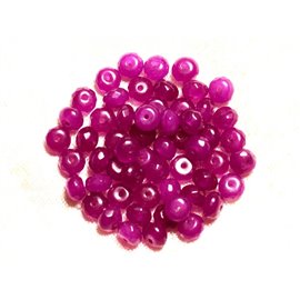 10pc - Stone Beads - Jade Faceted Rondelles 6x4mm Purple Pink Fuchsia 4558550008176 