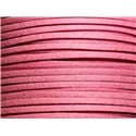 5 mètres - Cordon Lanière Suédine 3x1.5mm Rose Bonbon -  4558550006028 