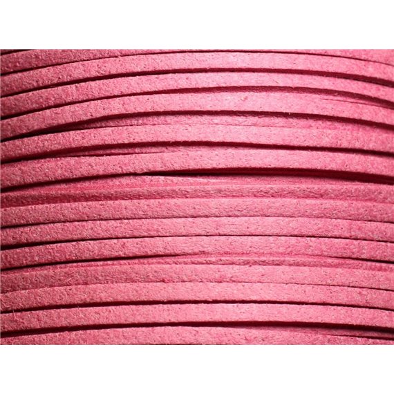 5 mètres - Cordon Lanière Suédine 3x1.5mm Rose Bonbon -  4558550006028 