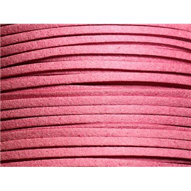 5 mètres - Cordon Lanière Suédine 3x1.5mm Rose Bonbon -  4558550006028 