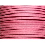 5 mètres - Cordon Lanière Suédine 3x1.5mm Rose Bonbon -  4558550006028 