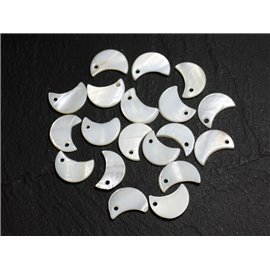 10pc - Charms con ciondolo luna in madreperla bianca 13x7mm 4558550006080