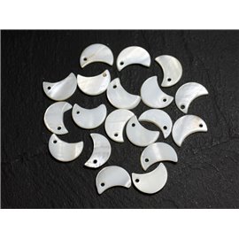 10pc - White Mother of Pearl Moon Pendant Charms 13x7mm 4558550006080