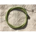 1pc - Collier Tour de cou 46cm Tissu Satin Soie Rond 3mm Vert Kaki - 4558550006370