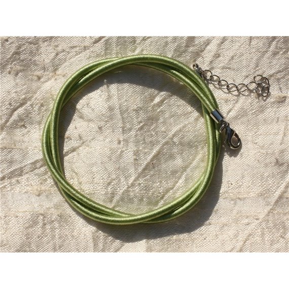 1pc - Collier Tour de cou Soie 3mm Vert 46cm   4558550006370 