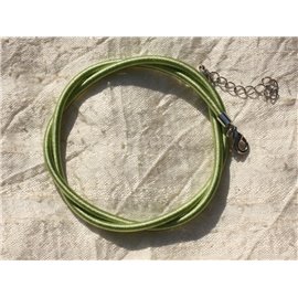 1pc - Collier Tour de cou 46cm Tissu Satin Soie Rond 3mm Vert Kaki - 4558550006370