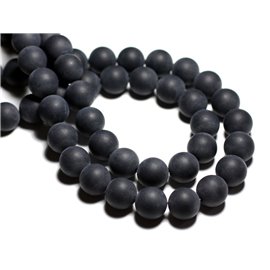 10pc - Perline di pietra - Sfere satinate sabbiate in onice nero opaco 8mm - 4558550006486 