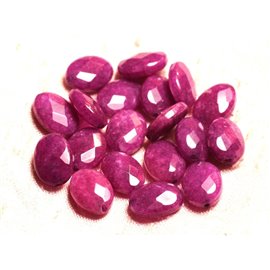 2pc - Stone Beads - Jade Violet Pink Faceted Oval 14x10mm 4558550006578