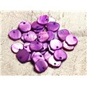 10pc - Perles Breloques Pendentifs Nacre Pommes 12mm Violet Rose   4558550006585