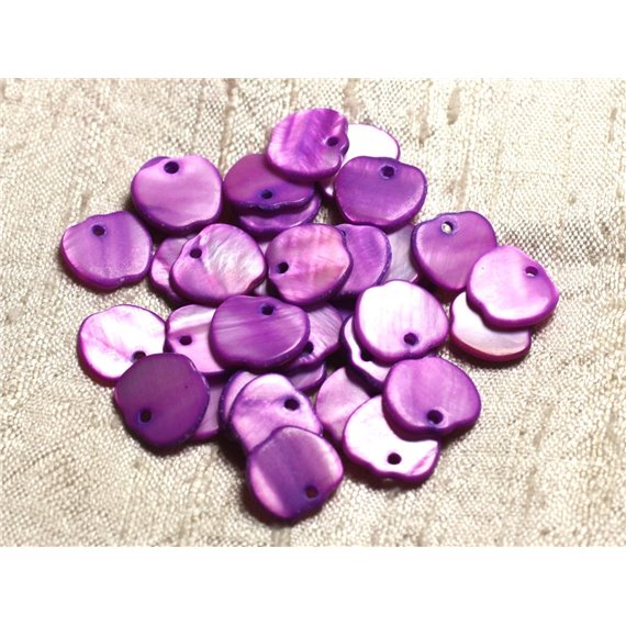 10pc - Perles Breloques Pendentifs Nacre Pommes 12mm Violet Rose   4558550006585