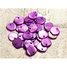 10pc - Pearls Charms Pendants Mother of Pearl Apples 12mm Purple Pink 4558550006585